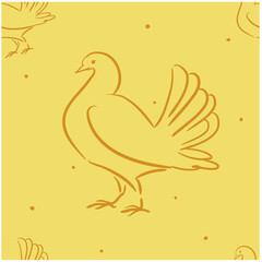 Seamless pattern yellow bird dove