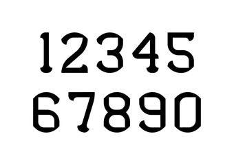Set of numbers with black typography design elements