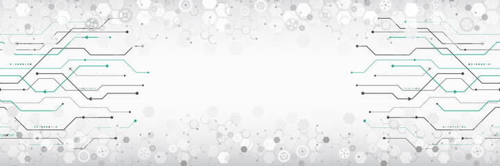 Vector design circuit board. Wide modern futuristic, engineering background. Futuristic digital science technology concept. Hi tech digital background. Technology illustration esp 10.