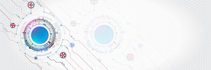Wide Abstract modern futuristic, technology background. Hi tech digital communication. Circuit board technology background. Electronic motherboard.