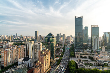 Fototapeta premium panoramic city skyline in shanghai china
