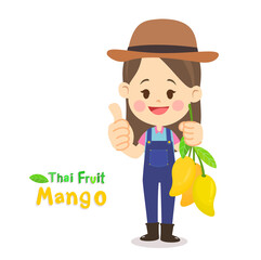 Farmer have Mango Thai Fruit Vector