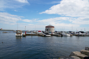 Fototapeta na wymiar A boat marina on a sunny day