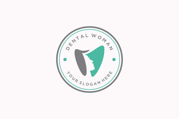 Dental Woman logo design vector template