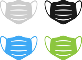 medical face mask or protectice face covering icon set vector illustration