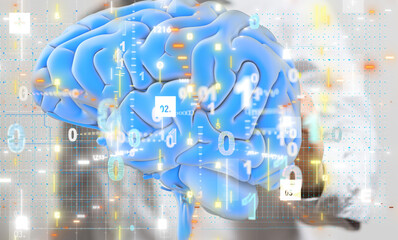 tech AI smart brain artificial system network digital