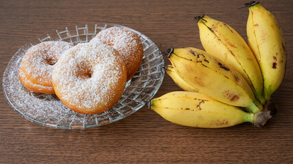 bananas on a wooden table