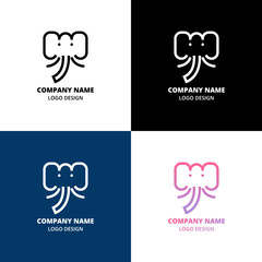 Elephant logo template. Logo design. Elephant vector emblems set. Animal logo concept. Vector icon isolated on white background.