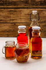 Kombucha in glass bottles