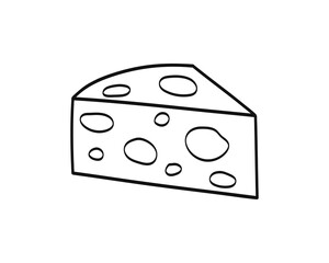 Cheese icon isolated on white. Stencil food. Sketch vector stock illustration. EPS 10