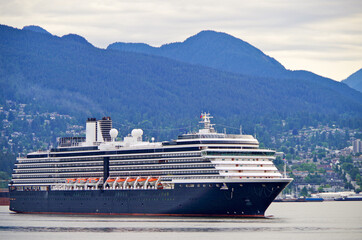 HAL cruiseship or cruise ship liner Ms Oosterdam arrival into Vancouver from Alaska cruising....