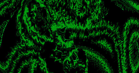Render with abstract green lines on dark background