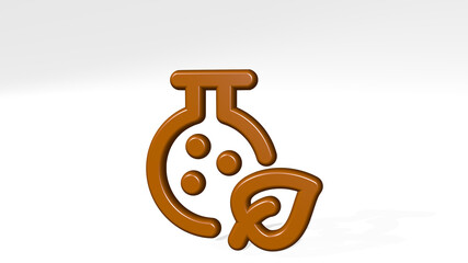 Obraz premium ORGANIC FLASK from a perspective with the shadow. A thick sculpture made of metallic materials of 3D rendering. background and food