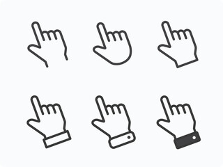 Finger icon on white background. Editable stroke.