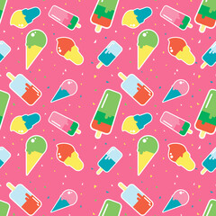 Ice cream seamless vector pattern