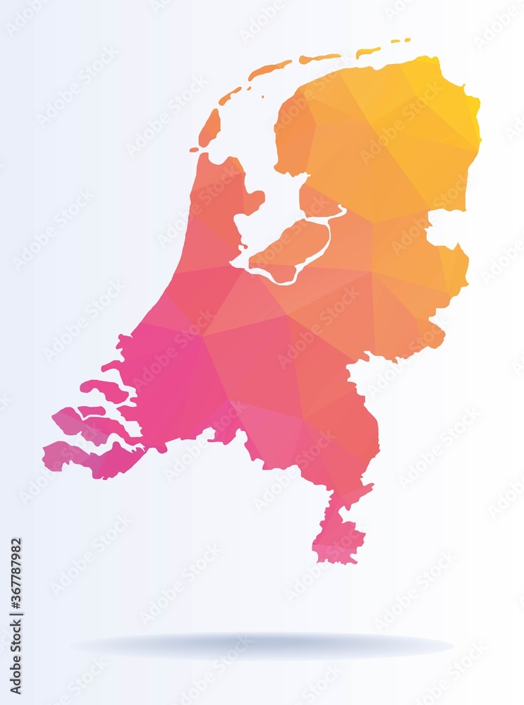 Sticker low poly map of netherlands