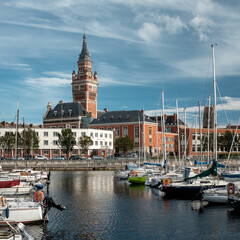 View on the town hall and bellfry from accross the marina called 