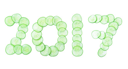 Letters and numbers alphabet of  cucumbers