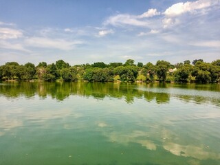 Fototapeta na wymiar Nature.Beautiful summer landscape, trees, pond, river.