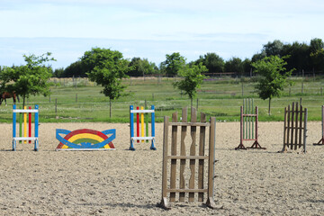 Accesories for horse trainings and events in rural equestrian training centre