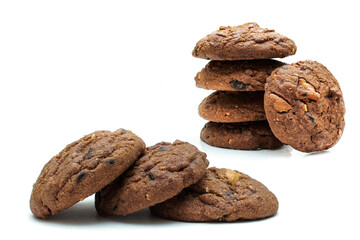 Cookie chocolate chip and Sugar cookie isolated on white background