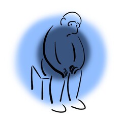 Man with dyspnea in tripod position