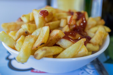 french fries with ketchup