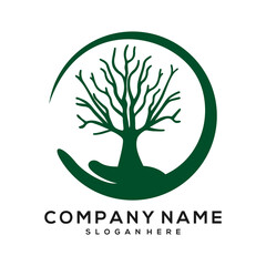 Obraz premium tree care vector, tree care logo, nature care logo