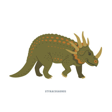 Styracosaurus dinosaur. Herbivorous ceratopsian dinosaur from the Cretaceous Period.