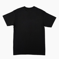 Blank T Shirt color black template front and back view on white background