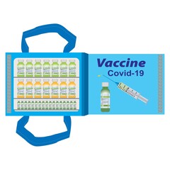 Covid-19 Vaccine packet design with vaccine bottle vector
