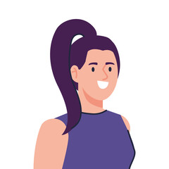 pretty young woman on white background