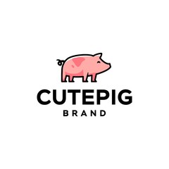pig piglet Logo mascot and icon or cartoon template vector stock illustration
