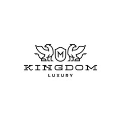 griffin eagle lion initial logo with crest or shield mythical elegant luxury vintage hipster label illustration vector