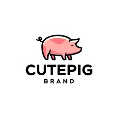 pig piglet Logo mascot and icon or cartoon template vector stock illustration