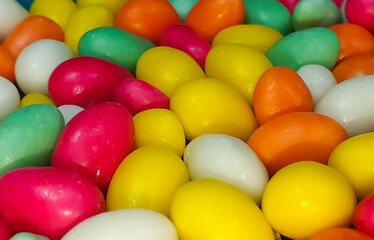 candies of different colors in selective focus