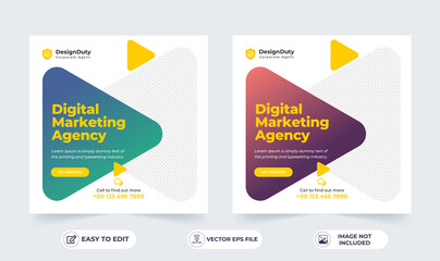 Fototapeta premium Online digital marketing agency banner for a social media post template