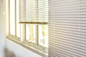 Horizontal Blinds Office Window Curtain in office with morning shading time
