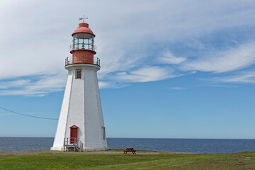 Fototapeta na wymiar The light tower at Point Riche, Port au Choix, Newfoundland and Labrador, Canada.