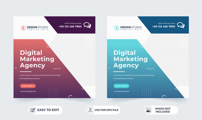 Online digital marketing agency banner for a social media post template