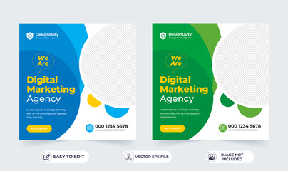 Fototapeta na wymiar Online digital marketing agency banner for a social media post template