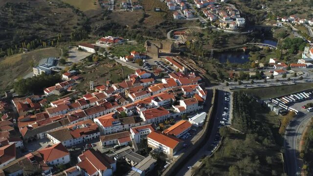 Portugal. Beautiful village of Miranda do Douro. Aerial Drone Footage