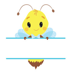 Cute Little Bee Vector Illustration on White Background