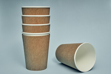Paper cup. Recycling. Eco-friendly disposable tableware. Eco dishes