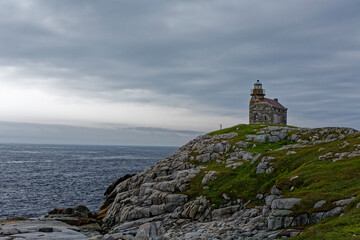 Fototapeta na wymiar The historic stone lighthouse at Rose Blanche, Newfoundland and Labrador, Canada.