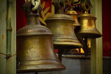 Fototapeta premium Aesthetic interior exterior fengshui with brass bell .