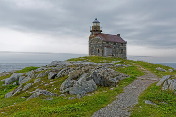The historic stone lighthouse at Rose Blanche, Newfoundland and Labrador, Canada.