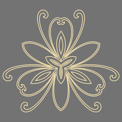 Floral pattern with arabesques. Abstract oriental ornament. Vintage classic floral golden pattern