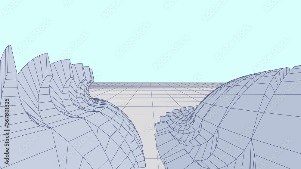 Aufkleber Abstract technology background with gears or cog wheels scheme or blueprint in perspective view