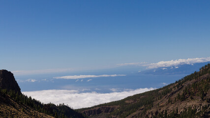 scenic view above clouds on island Teneriffe